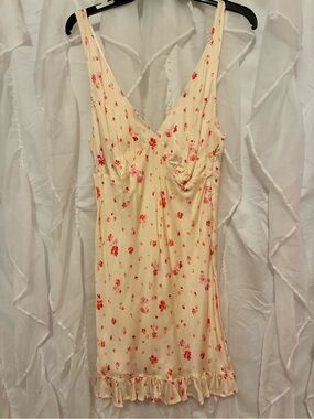 Women’s Cream Floral Slip Dress - Soft Pink & Red Print Victoria Secret